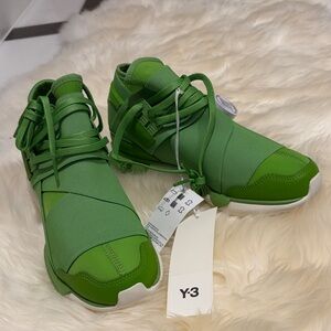 Y-3 Vibrant Green High-Top Sneakers